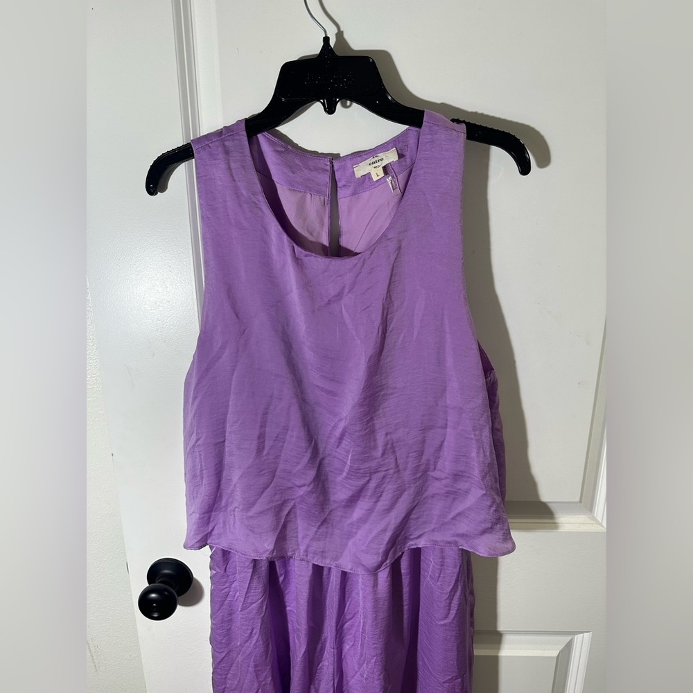 Entro Purple Wide Leg Jumpsuit Sleeveless Flowy Stretchy Size Large EUC - Picture 2 of 4